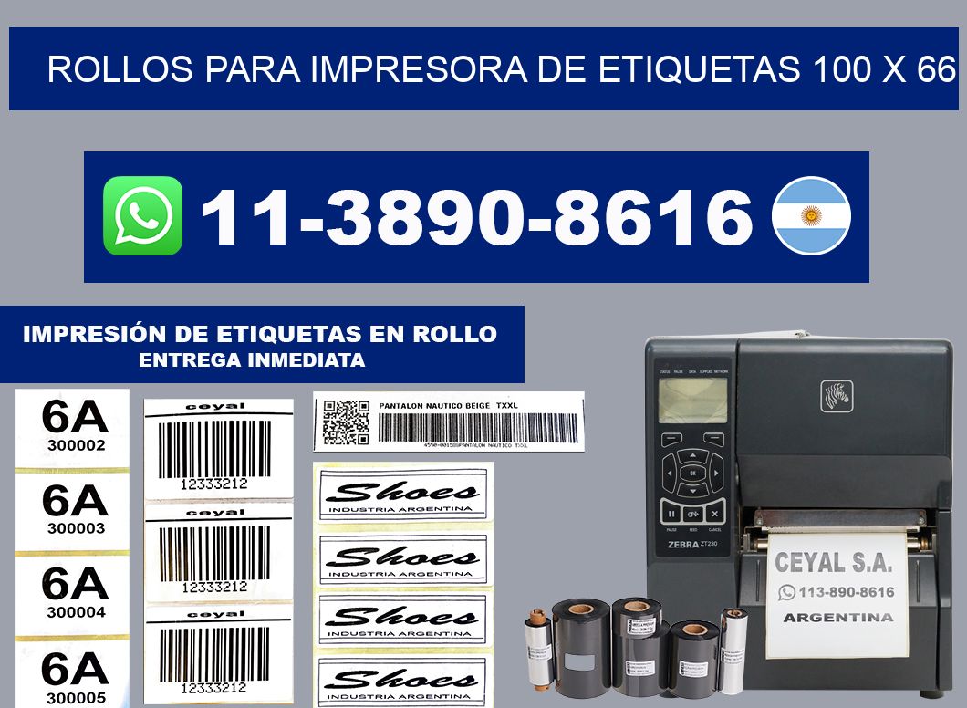 rollos para impresora de etiquetas 100 x 66