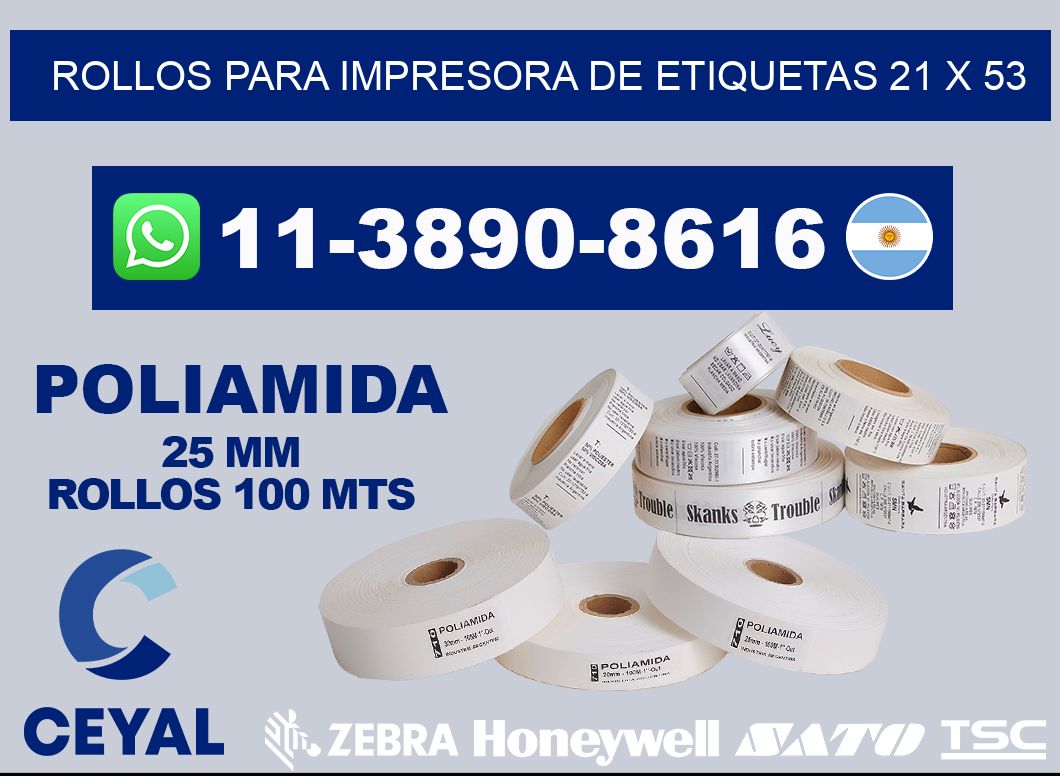 rollos para impresora de etiquetas 21 x 53