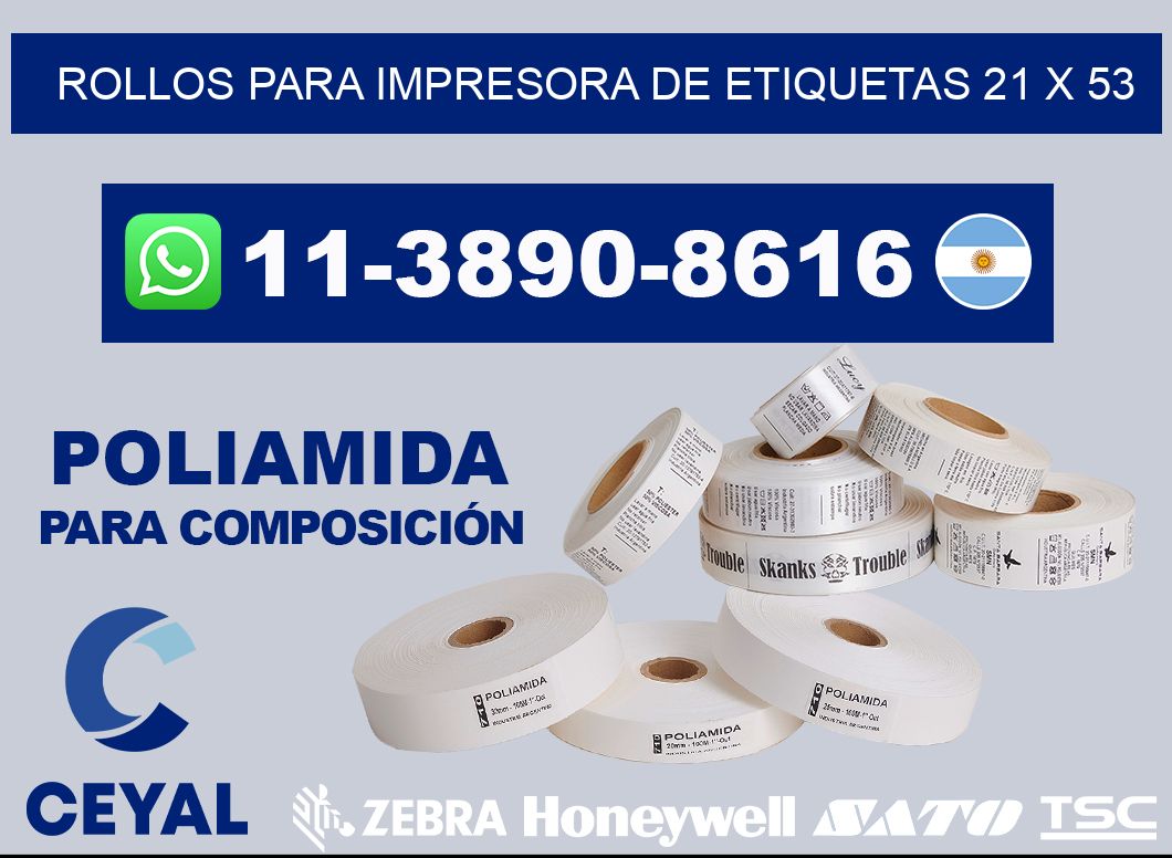rollos para impresora de etiquetas 21 x 53