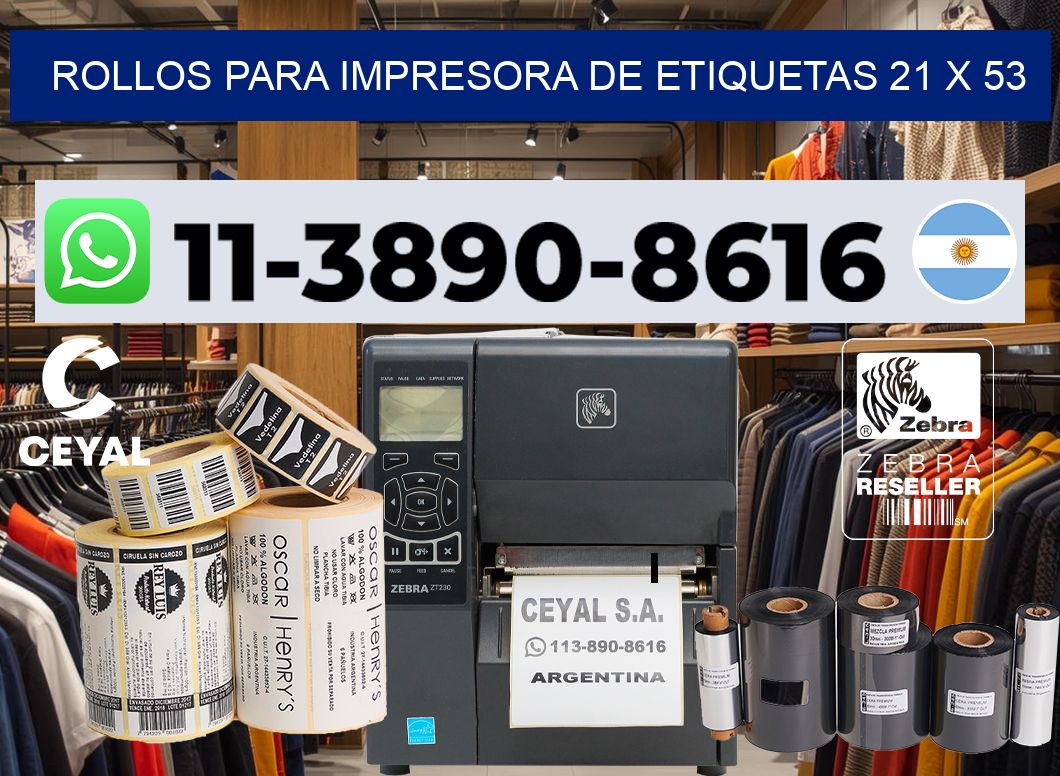 rollos para impresora de etiquetas 21 x 53