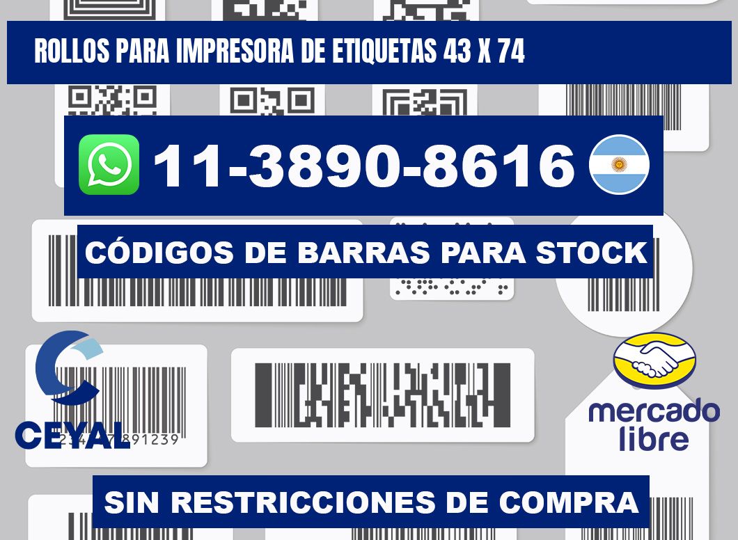 rollos para impresora de etiquetas 43 x 74