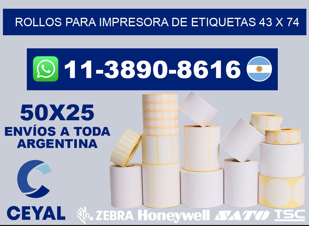 rollos para impresora de etiquetas 43 x 74