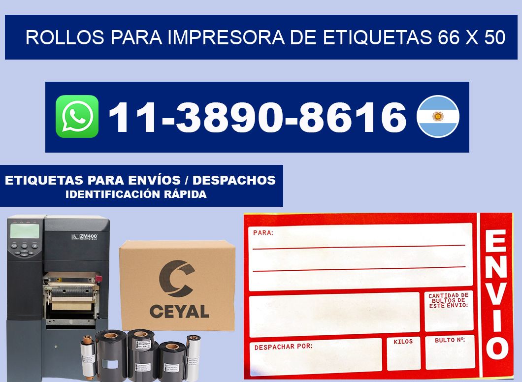 rollos para impresora de etiquetas 66 x 50