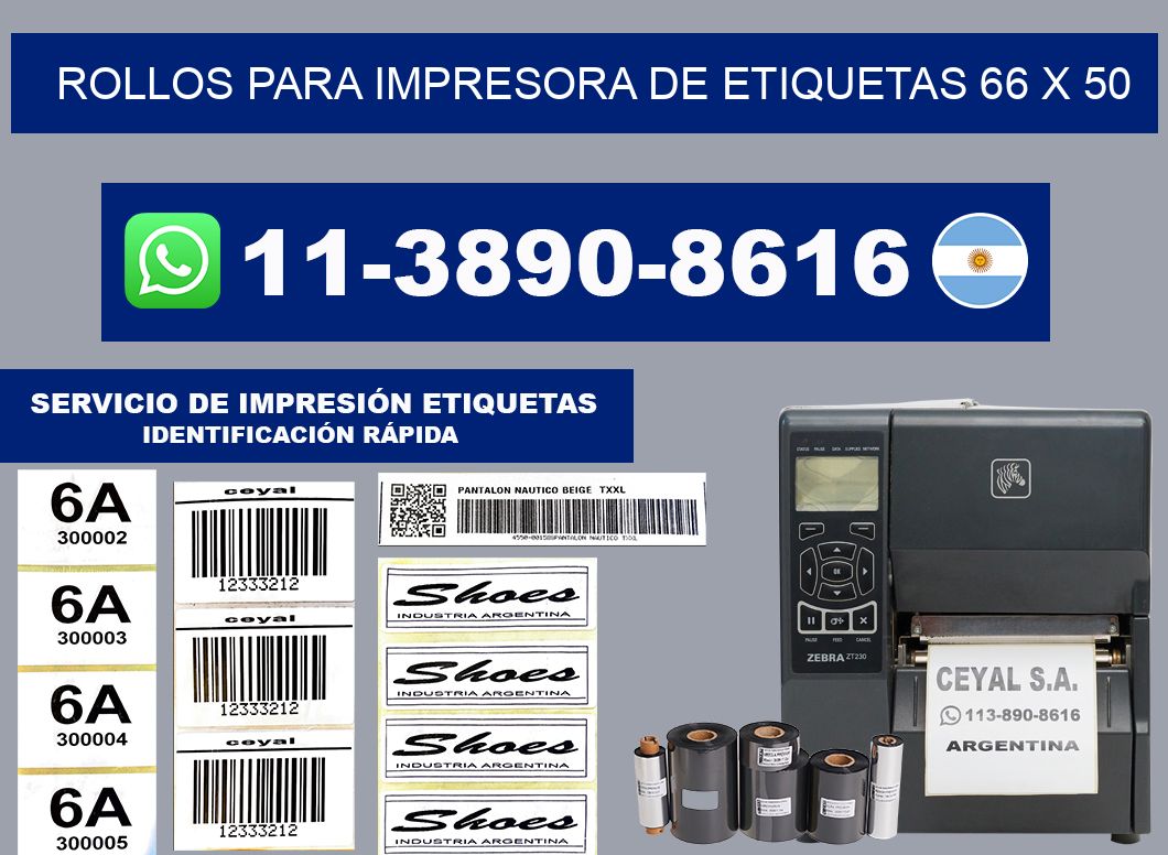 rollos para impresora de etiquetas 66 x 50