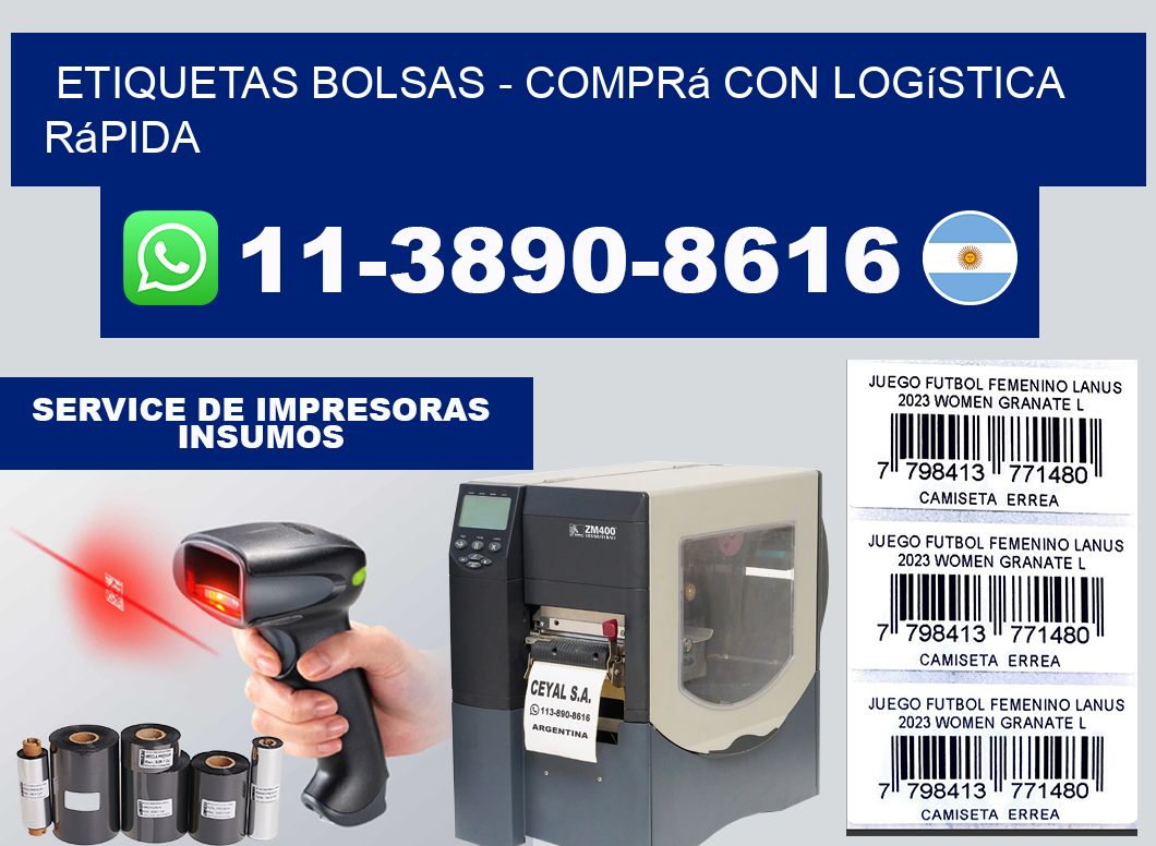 ETIQUETAS BOLSAS - Comprá con logística rápida