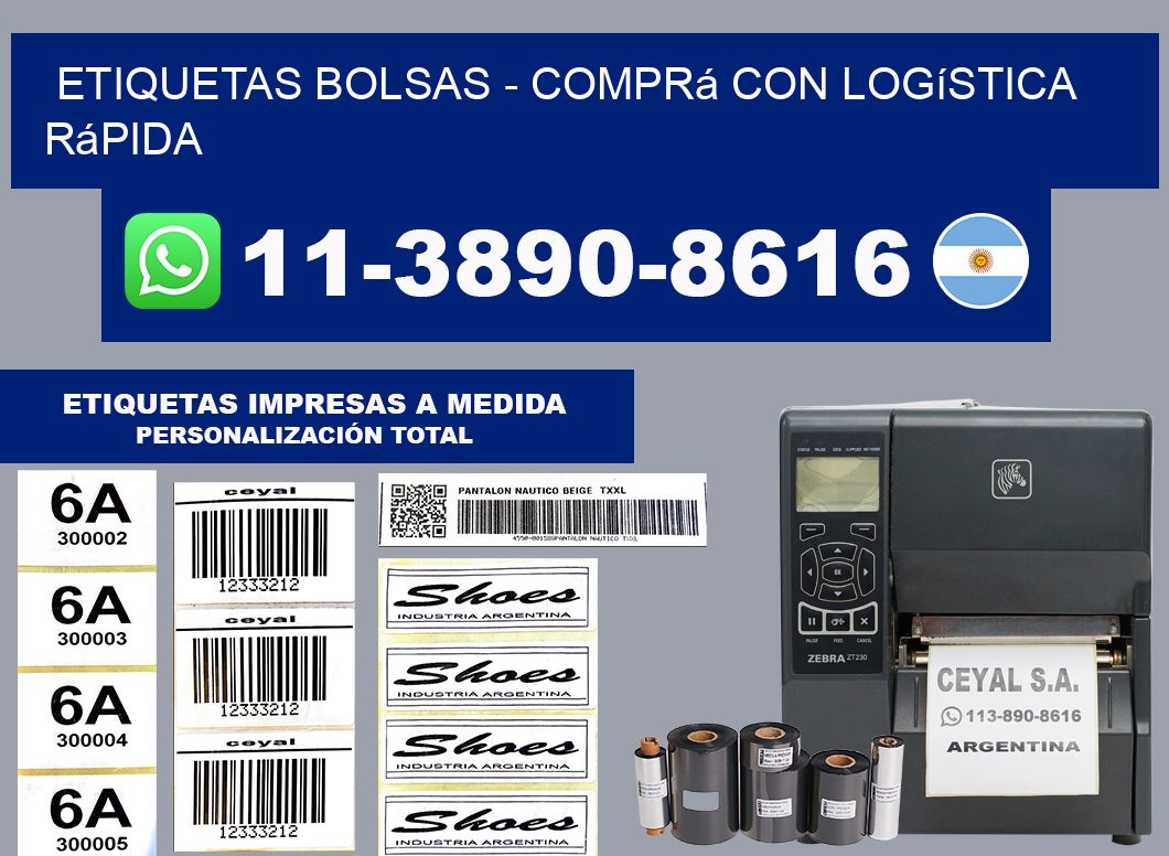 ETIQUETAS BOLSAS - Comprá con logística rápida