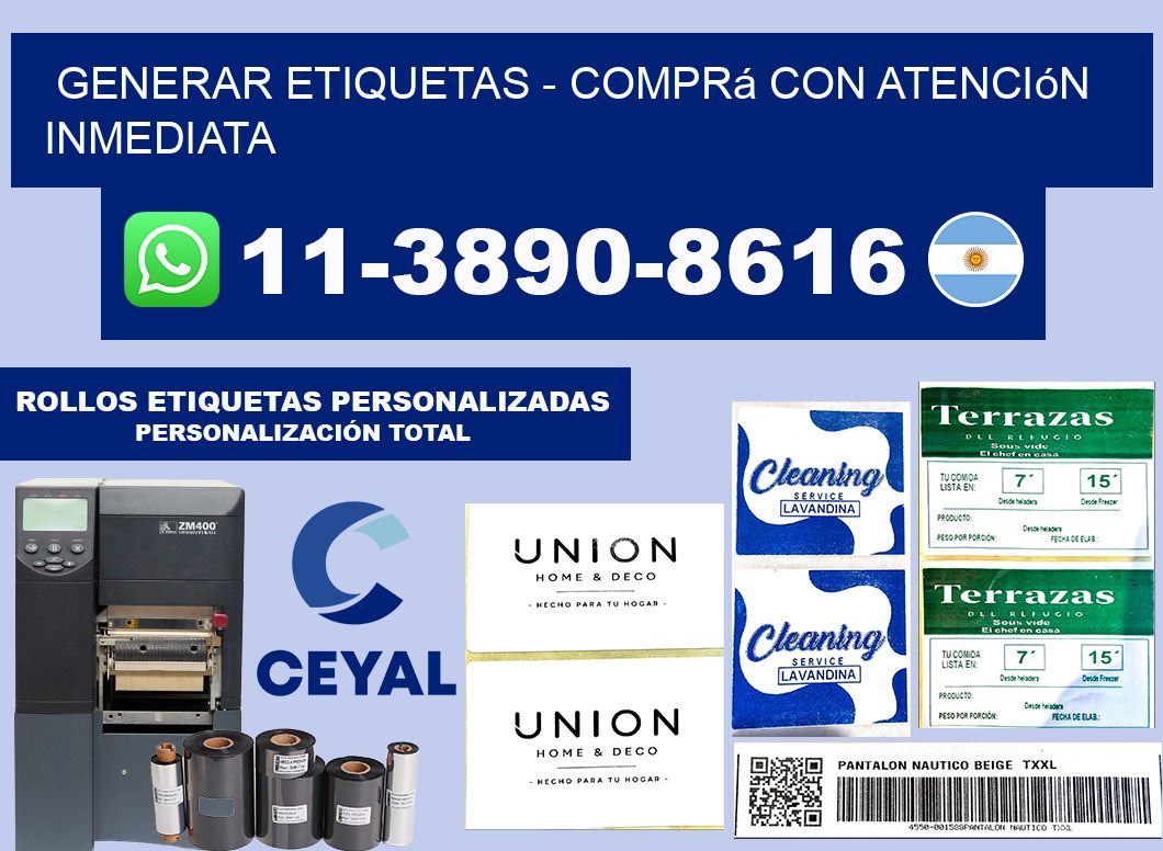 GENERAR ETIQUETAS - Comprá con atención inmediata