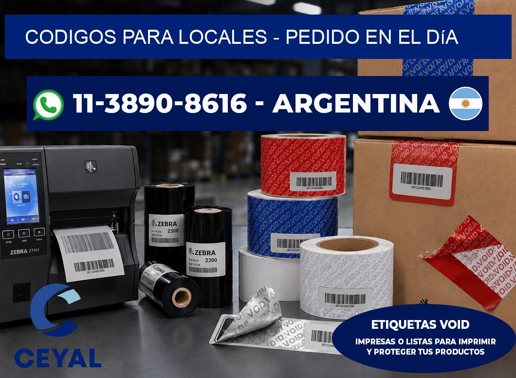 Codigos para locales - Pedido en el día