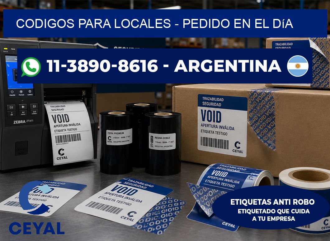 Codigos para locales - Pedido en el día